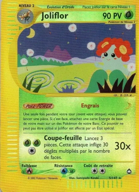 Joliflor, carte Pokémon AQ 5 — extension Aquapolis