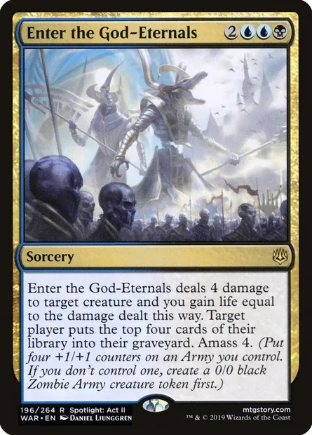Arrivée des Éternels-dieux, carte Magic PWAR 196p — extension War of the Spark Promos