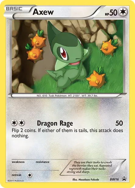 Axew, Pokémon card BW 16 — BW Black Star Promos set