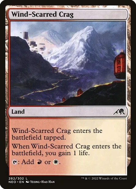 Wind-Scarred Crag, Magic card NEO 282 — Kamigawa: Neon Dynasty set