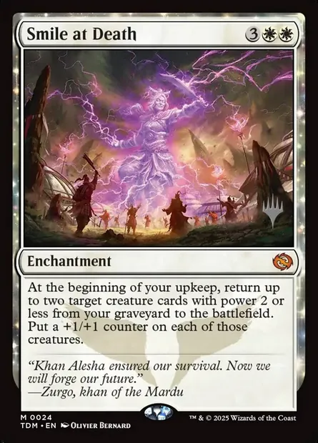 Sourire devant la mort, carte Magic PTDM 24p — extension Tarkir: Dragonstorm Promos