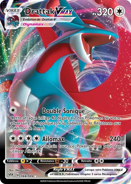 Drattak VMAX, carte Pokémon DAA 144 — extension Ténèbres Embrasées