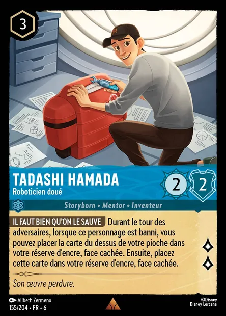 Tadashi Hamada - Roboticien doué, carte Disney Lorcana CH6-155 — extension La Mer Azurite