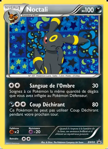 Noctali, carte Pokémon BW 93 — extension Promo BW