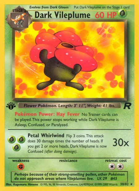 Dark Vileplume, Pokémon card TR 30 — Team Rocket set