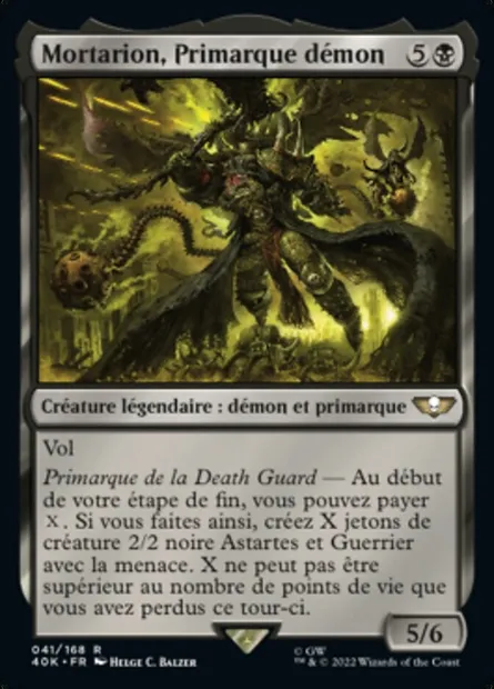 Mortarion, Primarque démon, carte Magic 40K 41 — extension Warhammer 40,000 Commander
