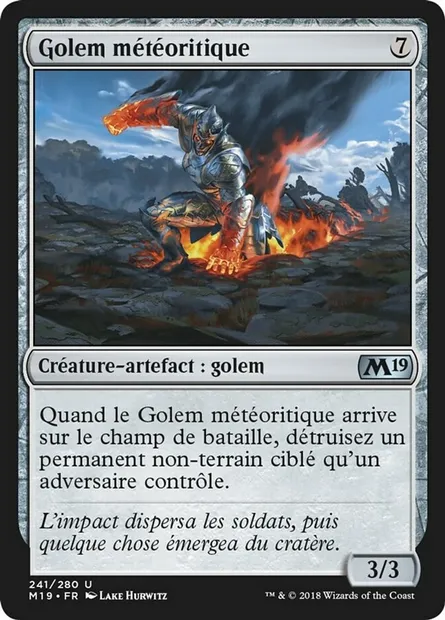 Golem météoritique, carte Magic M19 241 — extension Core Set 2019