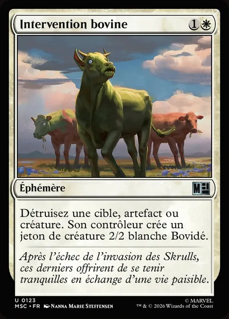 Intervention bovine, carte Magic MSC 123 — extension Marvel Super Heroes Commander