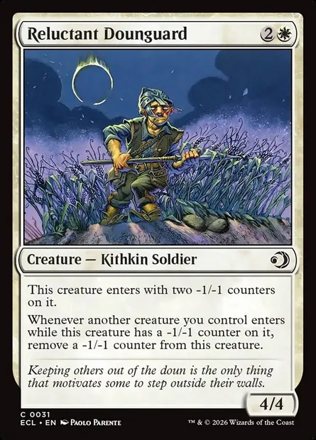 Reluctant Dounguard, Magic card ECL 31 — Lorwyn Eclipsed set