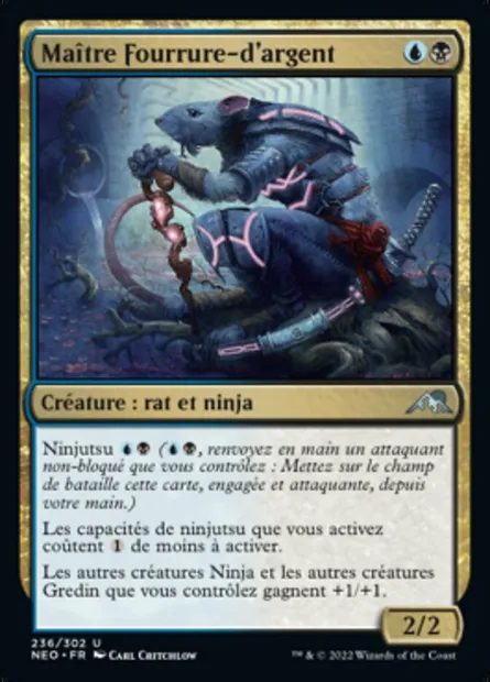 Maître Fourrure-d'argent, carte Magic NEO 236 — extension Kamigawa: La Dynastie Néon