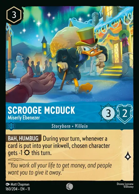 Scrooge McDuck - Miserly Ebenezer, Disney Lorcana card CH11-160 — Winterspell set