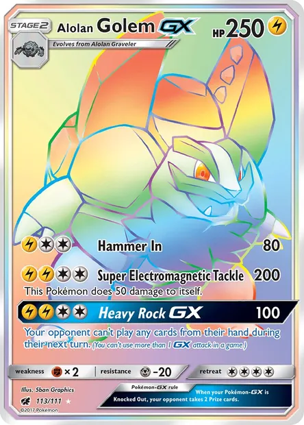 Alolan Golem GX, Pokémon card CIN 113 — Crimson Invasion set