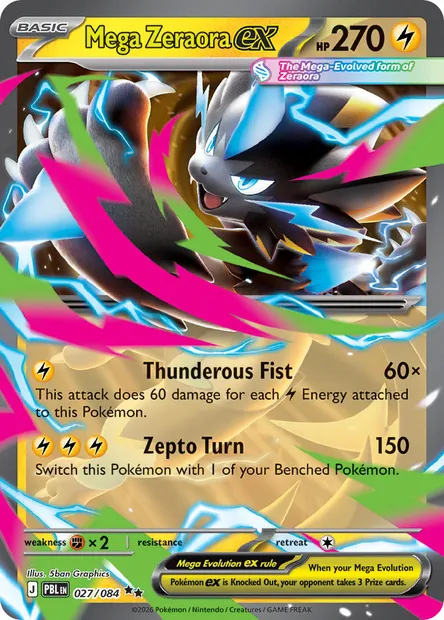 Mega Zeraora ex, Pokémon card PBL 027 — Pitch Black set