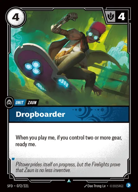 Dropboarder, carte Riftbound SFD 072 — extension Spiritforged