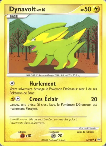 Dynavolt, carte Pokémon PL 74 — extension Platine