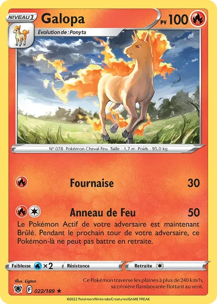 Galopa, carte Pokémon ASR 022 — extension Astres Radieux