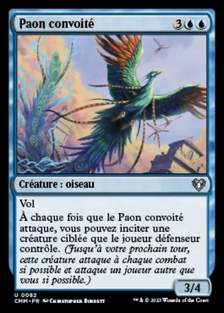 Paon convoité, carte Magic CMM 82 — extension Commander Masters