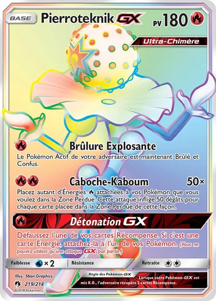 Pierroteknik GX, carte Pokémon LOT 219 — extension Tonnerre Perdu