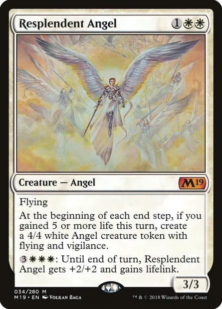 Resplendent Angel, Magic card M19 34 — Core Set 2019 set