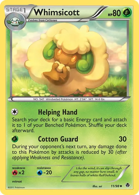 Whimsicott, Pokémon card EPO 11 — Emerging Powers set