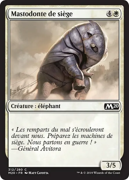 Mastodonte de siège, carte Magic M20 312 — extension Core Set 2020