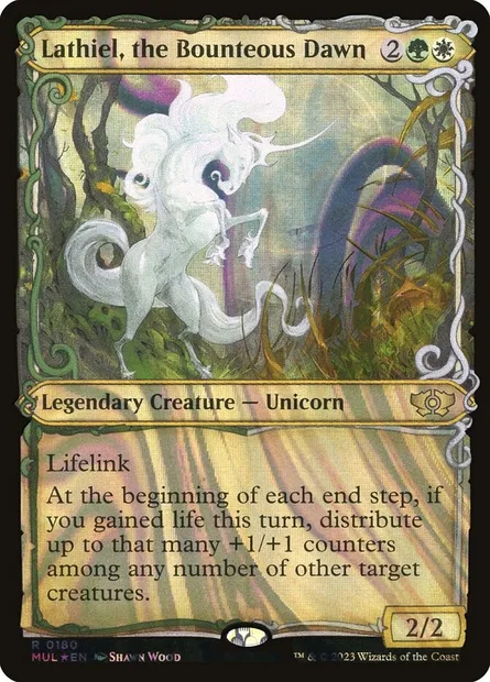 Lathiel, the Bounteous Dawn, Magic card MUL 180 — Multiverse Legends set