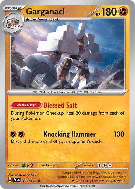 Garganacl, Pokémon card PAL 123 — Paldea Evolved set