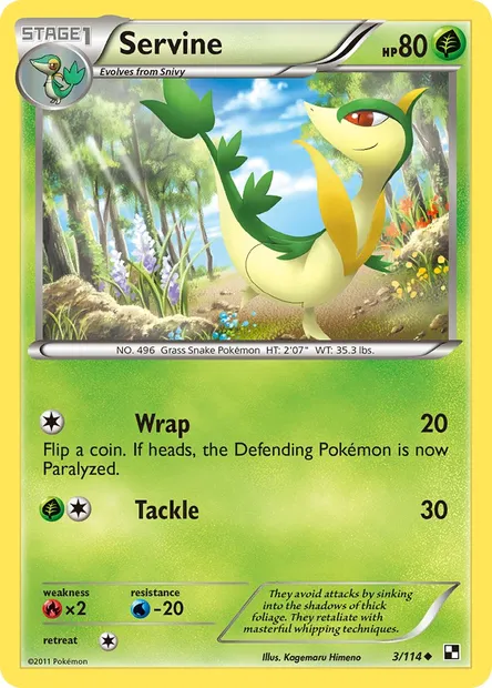 Servine, Pokémon card BLW 3 — Black & White set