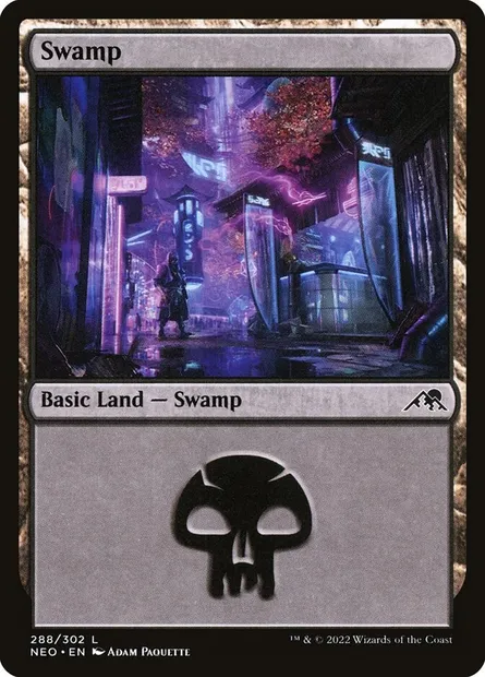 Swamp, Magic card NEO 288 — Kamigawa: Neon Dynasty set