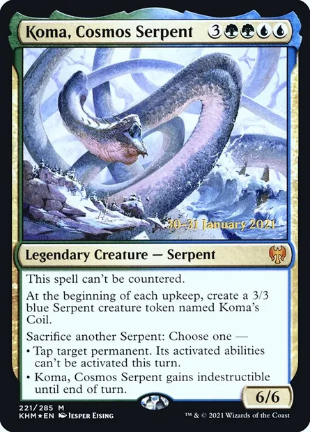 Koma, Cosmos Serpent, Magic card PKHM 221s — Kaldheim Promos set