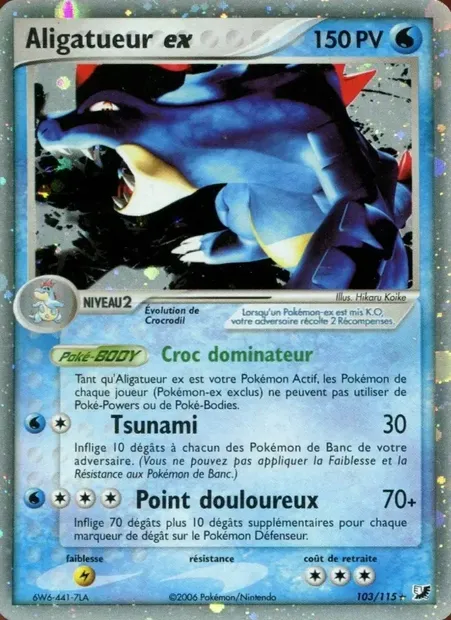 Aligatueur ex, carte Pokémon UF 103 — extension EX Forces Cachées