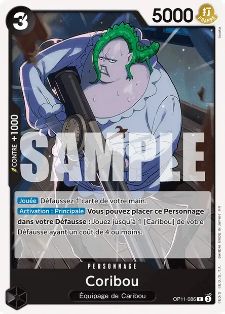 Coribou, carte One Piece OP11-086 — extension DES POINGS VIFS COMME L'ÉCLAIR