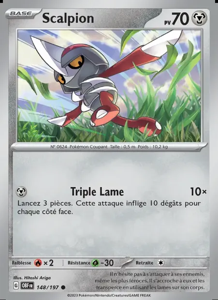 Scalpion, carte Pokémon OBF 148 — extension Flammes Obsidiennes