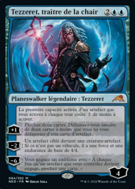 Tezzeret, traître de la chair, carte Magic NEO 84 — extension Kamigawa: La Dynastie Néon