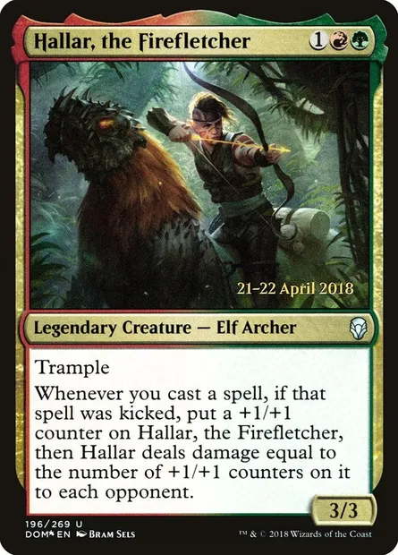 Hallar, the Firefletcher, Magic card PDOM 196s — Dominaria Promos set