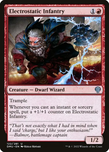 Electrostatic Infantry, Magic card DMU 122 — Dominaria United set