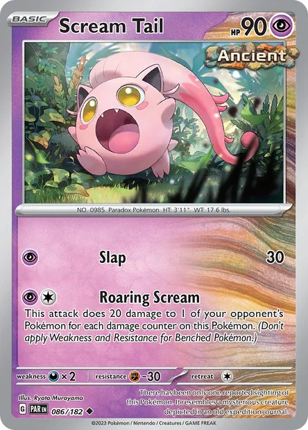 Scream Tail, Pokémon card PAR 086 — Paradox Rift set