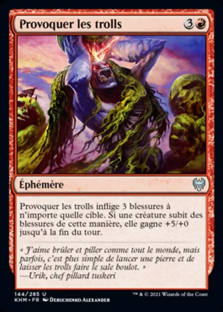 Provoquer les trolls, carte Magic KHM 144 — extension Kaldheim