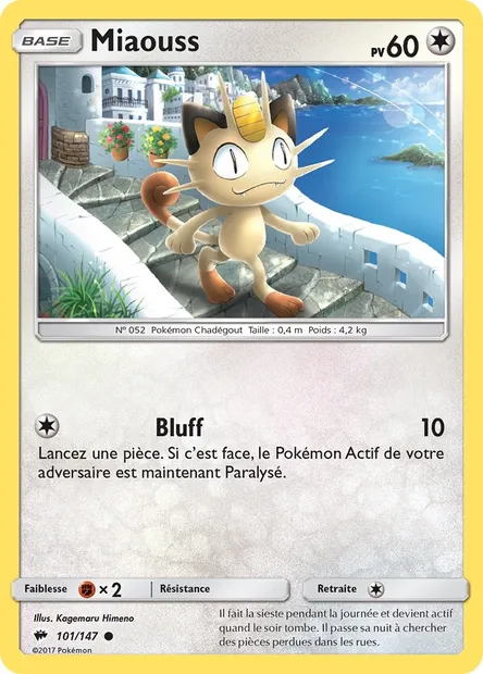 Miaouss, carte Pokémon BUS 101 — extension Ombres Ardentes