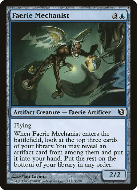 Mécaniste faerie, carte Magic DDF 54 — extension Duel Decks: Elspeth vs. Tezzeret
