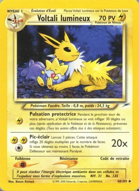 Voltali lumineux, carte Pokémon NDE 48 — extension Neo Destiny