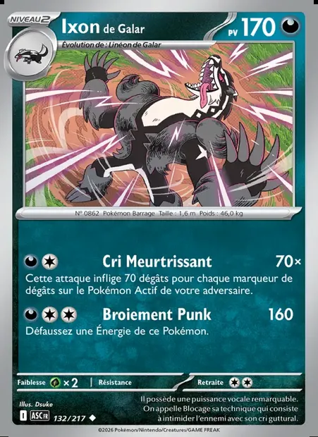 Ixon de Galar, carte Pokémon ASC 132 — extension Héros Transcendants