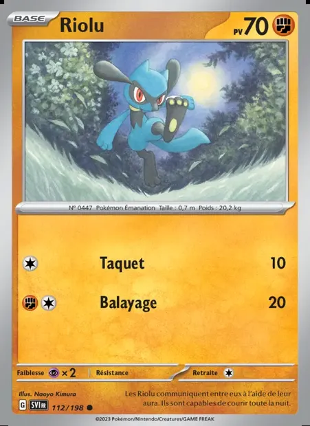 Riolu, carte Pokémon SVI 112 — extension Écarlate et Violet