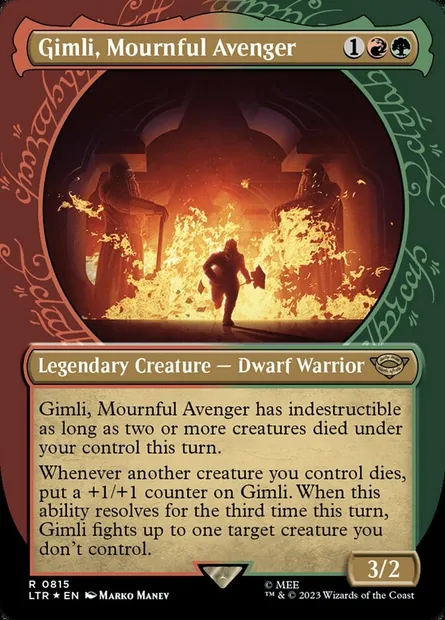 Gimli, vengeur éploré, carte Magic LTR 815 — extension Le Seigneur des Anneaux : chroniques de la Terre du Milieu
