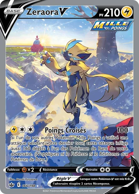 Zeraora V, carte Pokémon CRE 166 — extension Règne de Glace