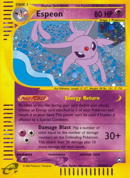 Espeon, Pokémon card AQ H09 — Aquapolis set