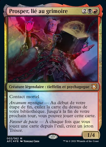 Prosper, lié au grimoire, carte Magic AFC 2 — extension Forgotten Realms Commander
