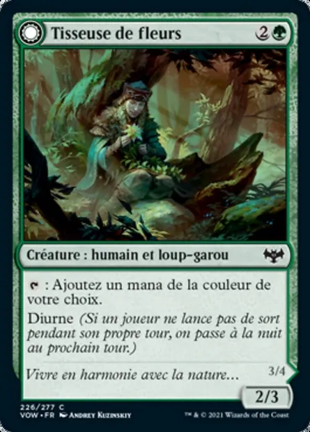 Tisseuse de fleurs // Loup-garou fleuri, carte Magic VOW 226 — extension Innistrad : noce écarlate