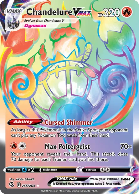 Chandelure VMAX, Pokémon card FST 265 — Fusion Strike set