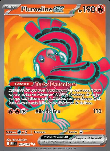 Plumeline-ex, carte Pokémon PFL 110 — extension Flammes Fantasmagoriques